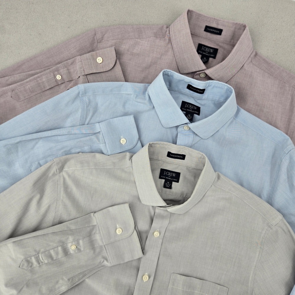 J.Crew Mens M Thompson Flex Wrinkle Free Button Up Lot of 3 Shirts